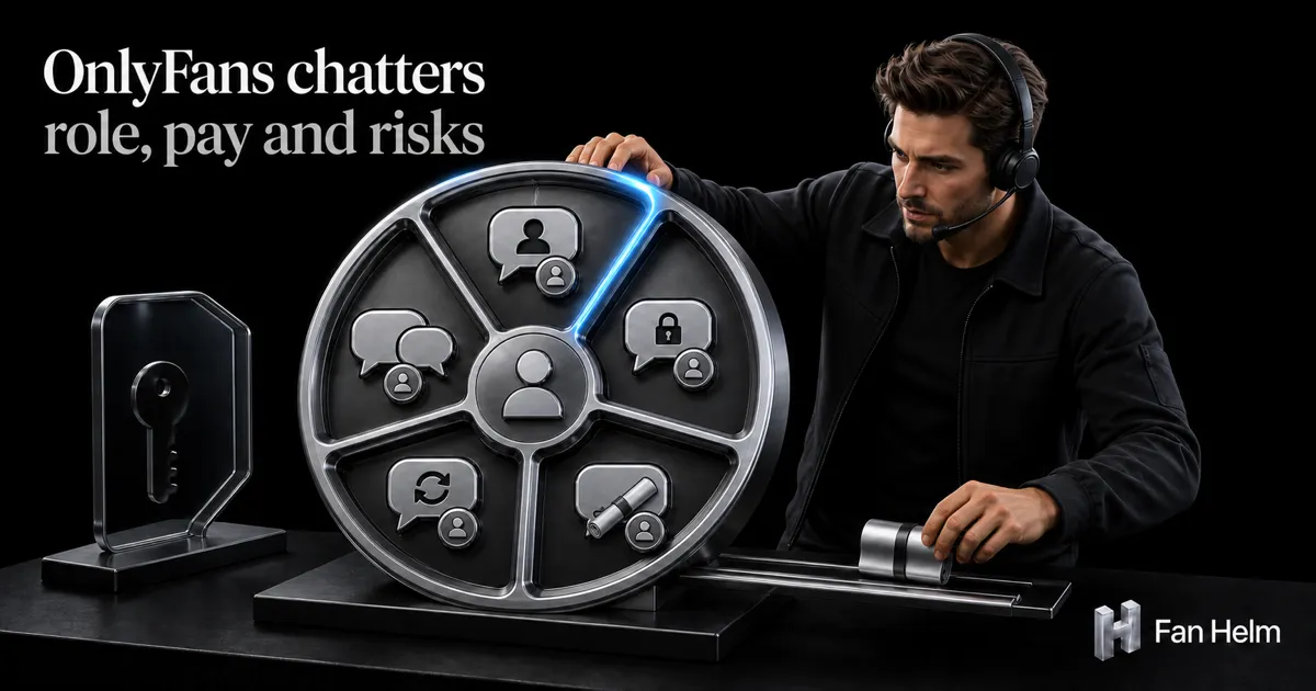 A chatter operates a rotating shift wheel moving conversations through welcome, rapport, PPV and handover stages